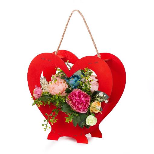 Декоративный ящик для цветов "Сердце с ручкой", Красный