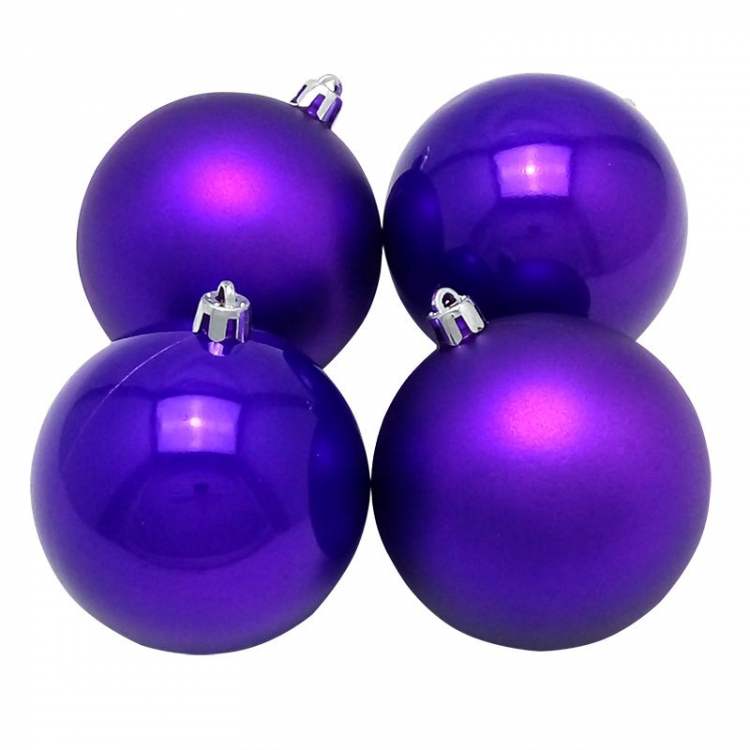 Новогодние шары Темно-фиолетовые (2 перламутровых и 2 матовых)